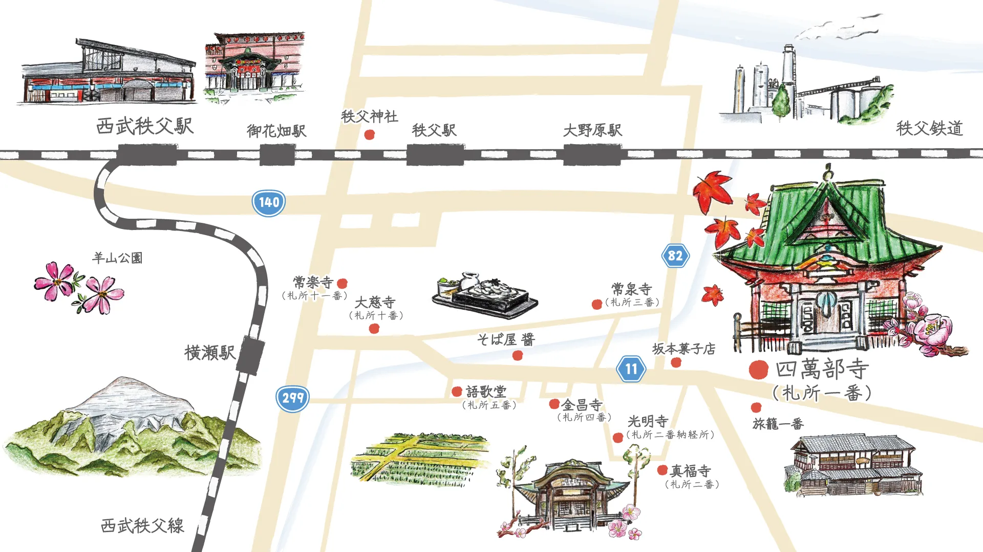 四萬部寺地図
